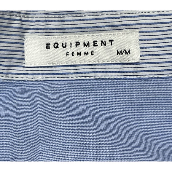 Equipment Button Up Collared Shirt Tank Top Womens Medium Striped Tie Front - Picture 7 of 10
